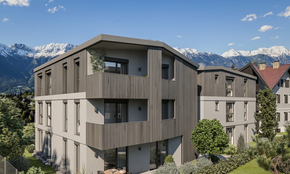 Visualisierung Außenansicht straßenseitig, Eigentumswohnungen Forty in Innsbruck-Igls