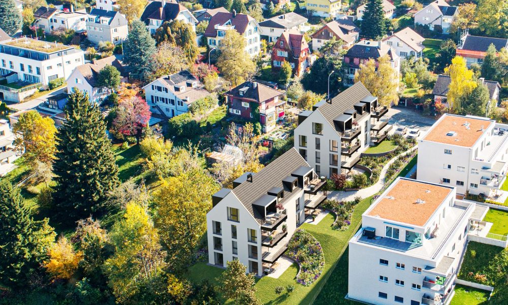 Visualisierung Luftaufnahme Wohnprojekt Lehnstrass in St. Gallen